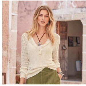 Sundance -NWT- Whispering Winds Henley w/ Matching Camisole in White -Size Small